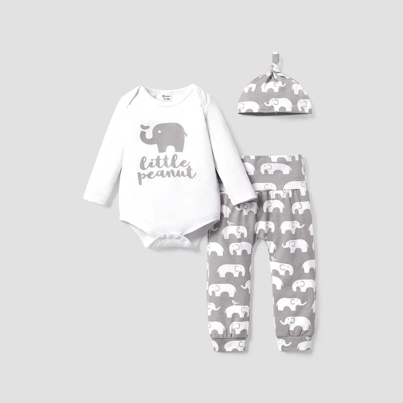 3 Stück Baby Unisex Elefant Kindlich Langärmelig Baby-Sets Mehrfarbig big image 1