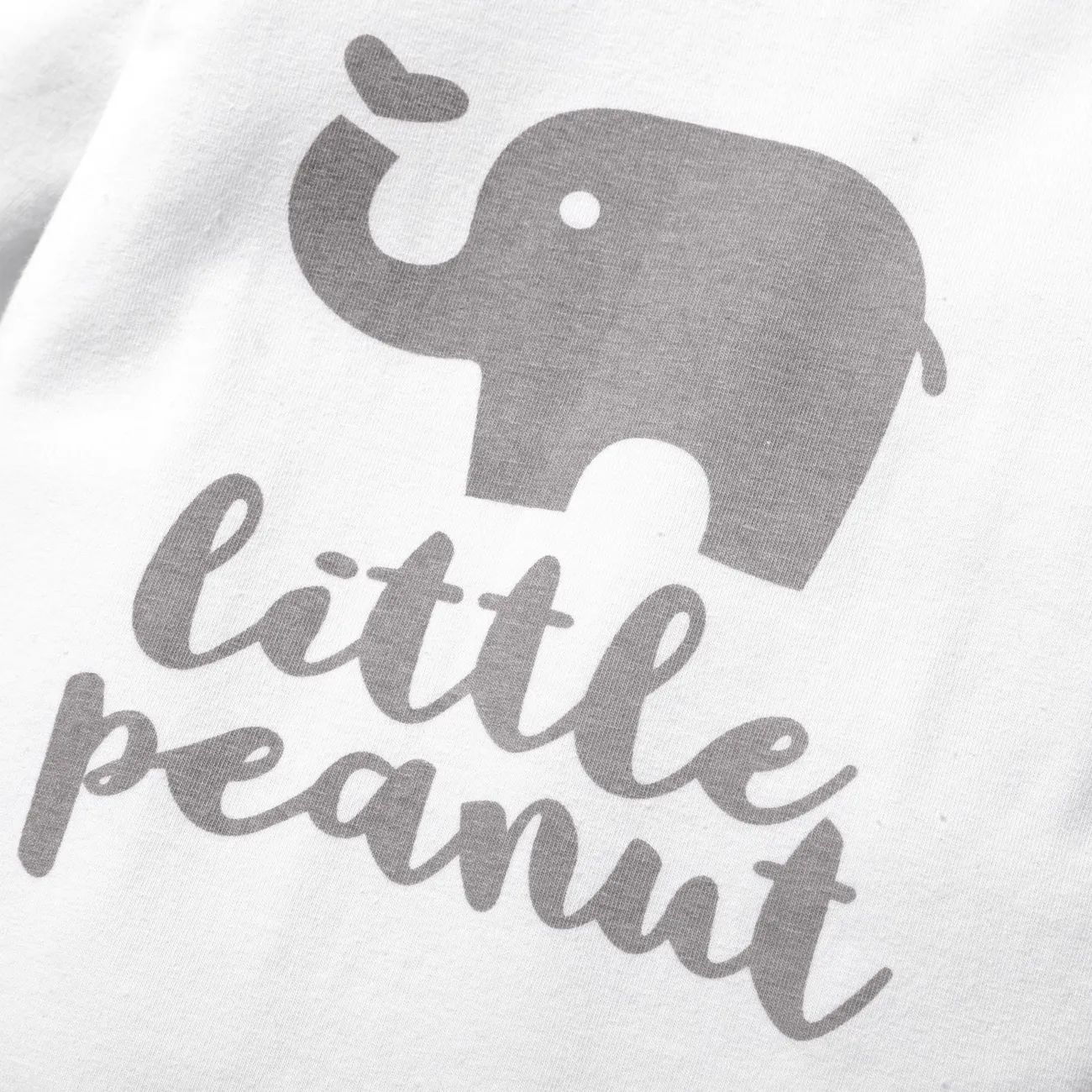 3pcs Baby Boy/Girl 95% Cotton Long-sleeve Letter and Elephant Print Set Multi-color big image 1