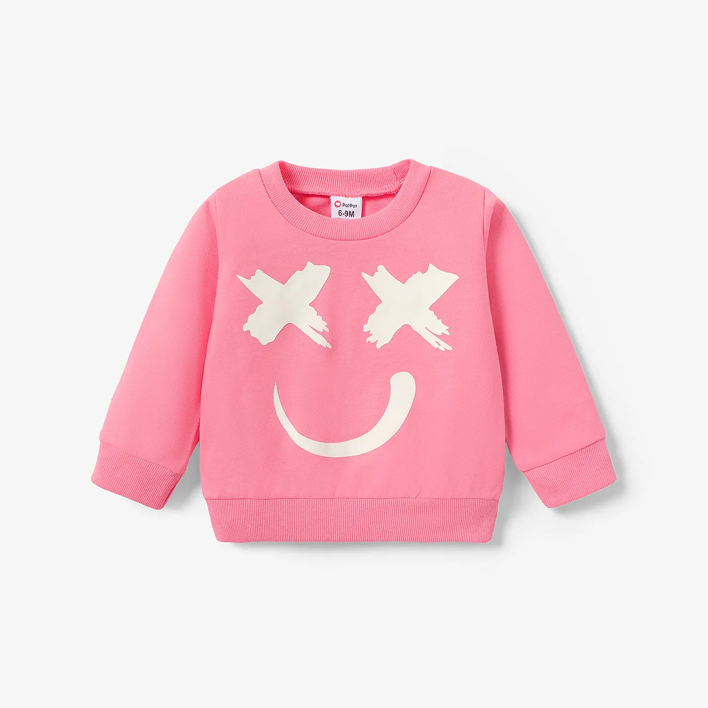 Baby Boy/Girl Glow in The Dark Print Long-sleeve Sweatshirt Pink