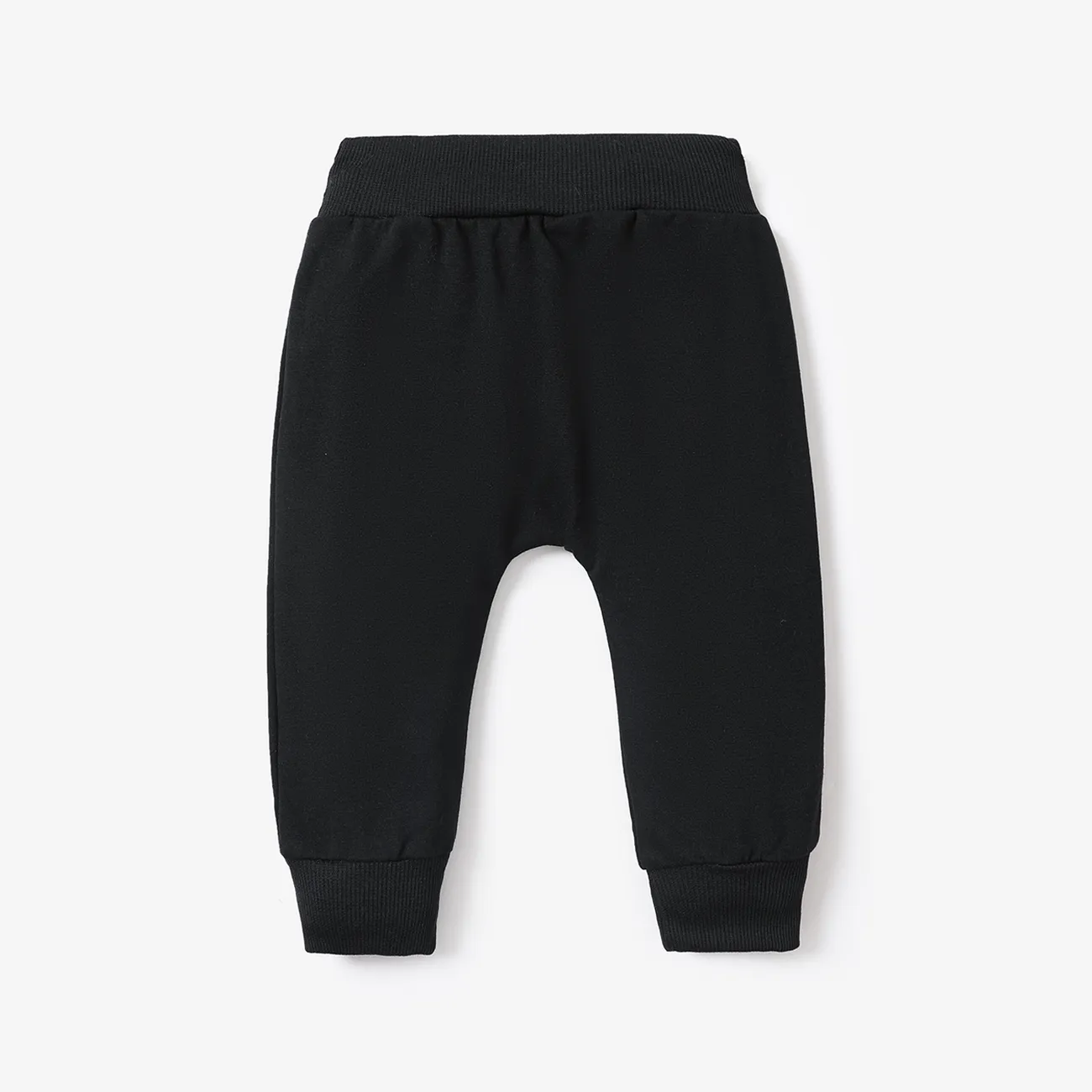Baby Boy/Girl Button Front Solid Sweatpants Black big image 1