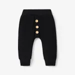 Baby Boy/Girl Button Front Solid Sweatpants Black