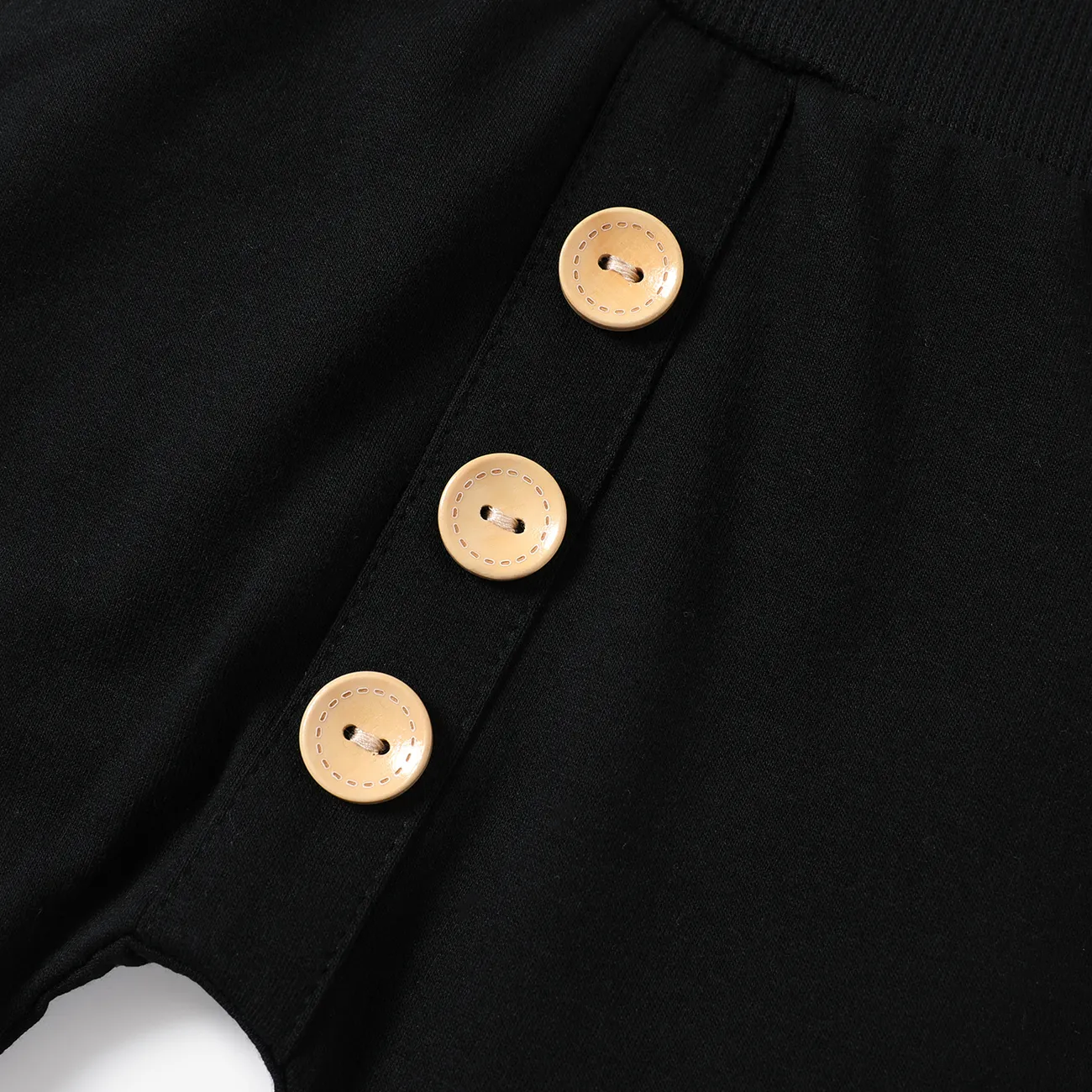 pantalon de survêtement uni boutonné sur le devant pour bébé garçon/fille Noir big image 1