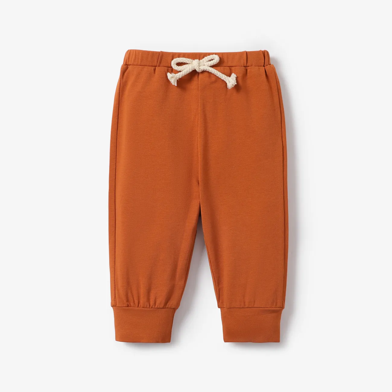 bebé niño pantalones de chándal de ajuste relajado sólidos pantalones de chándal Marrón big image 1