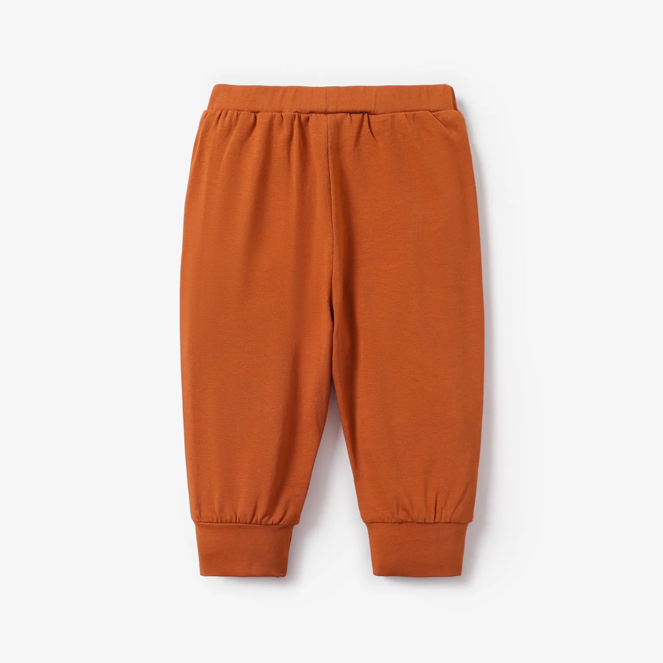 bebé niño pantalones de chándal de ajuste relajado sólidos pantalones de chándal Marrón big image 1