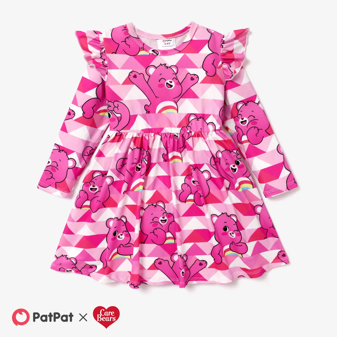 Care Bears Toddler Girl Digital Print Flutter-sleeve Dress Pink big image 1