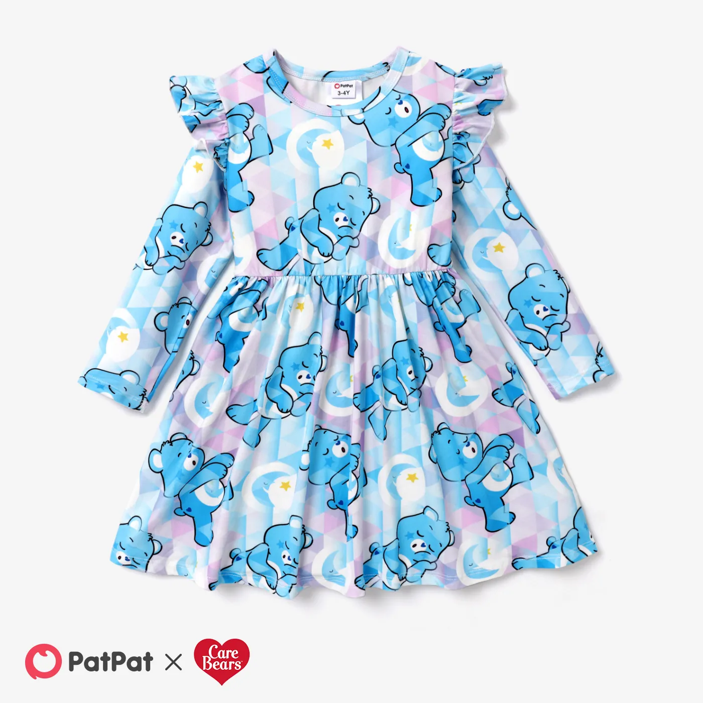 Care Bears Toddler Girl Digital Print Flutter-sleeve Dress  Blue