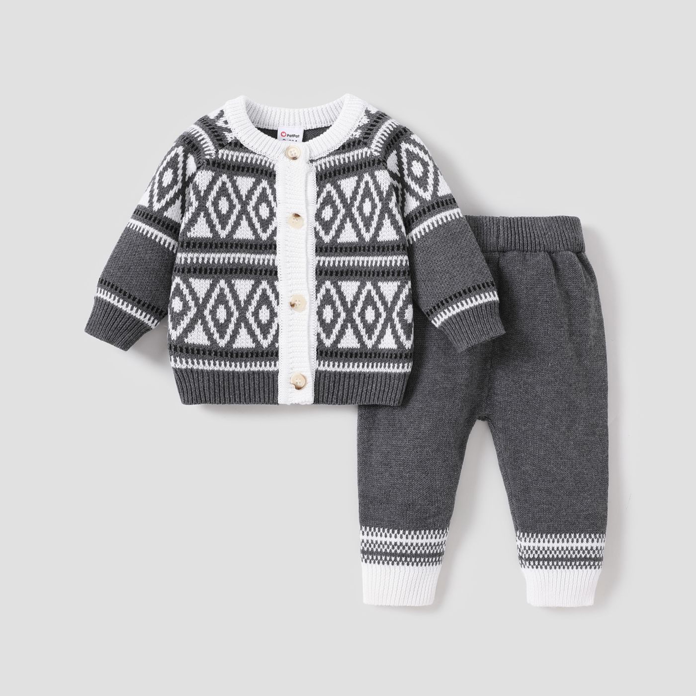 2PCS Baby Boy Childlike Sweater Jacket and Pants Set
