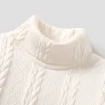 Toddler Girl Turtleneck Cable Knit Long-sleeve Sweater Dress Beige image 3