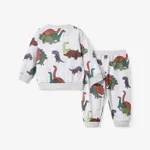 2pcs Baby Boy Allover Dinosaur Print Long-sleeve Sweatshirt and Pants Set  image 2
