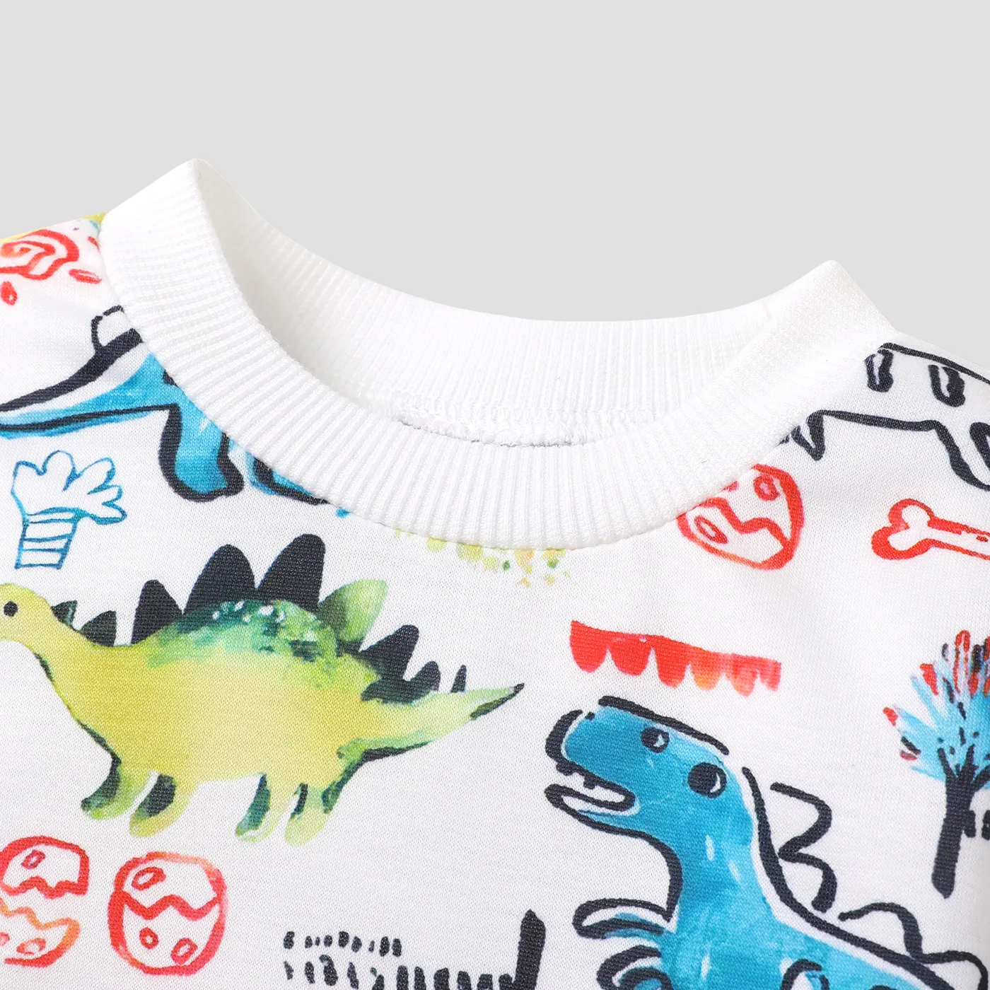 2pcs Baby Boy Allover Dinosaur Print Sweatshirt and Solid Pants Set   image 3