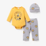 3 unidades Bebé Unissexo Leão Infantil Manga comprida Conjunto para bebé Amarelo