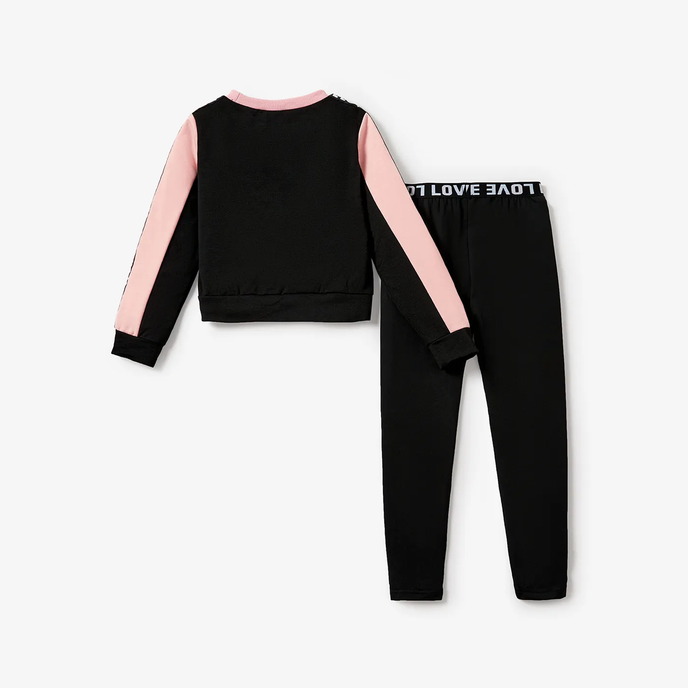 2pcs Kids Girl Letter Braided Set Pink image 2