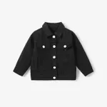 Toddler Girl Basic Solid color Denim 100% cotton Coat/Jacket Black