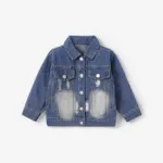 Toddler Girl Basic Solid color Denim 100% cotton Coat/Jacket Blue