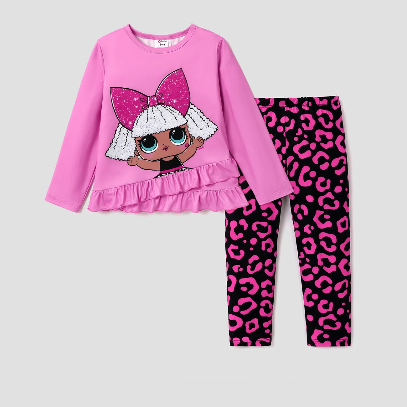 LOL Surprise 2 Stück Kleinkinder Mädchen Rüschenrand Kindlich T-Shirt-Sets rosa big image 1