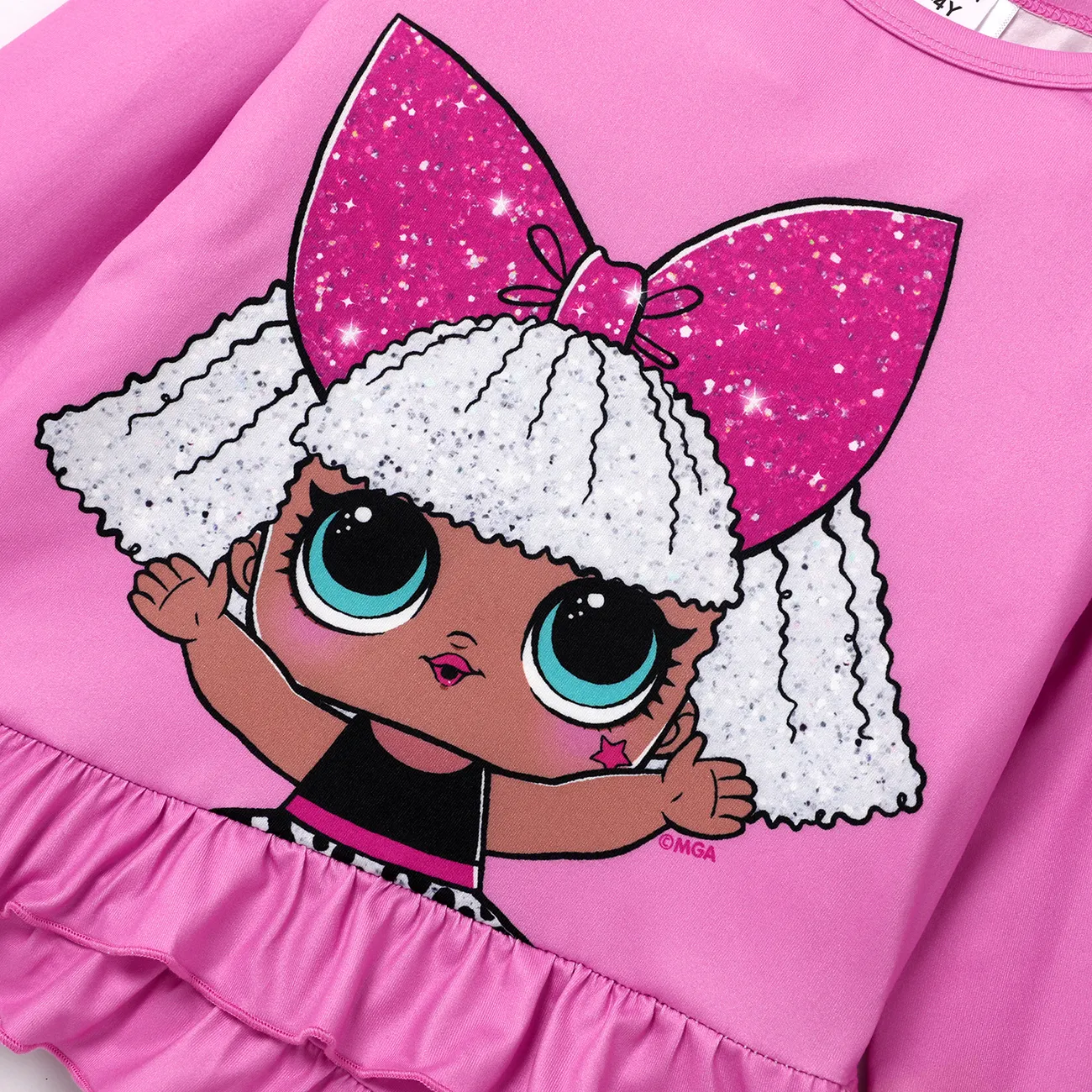 L.O.L. SURPRISE! 2pcs Toddler Girl Character Print Tee and Polka Dots Leggings Set Pink big image 1