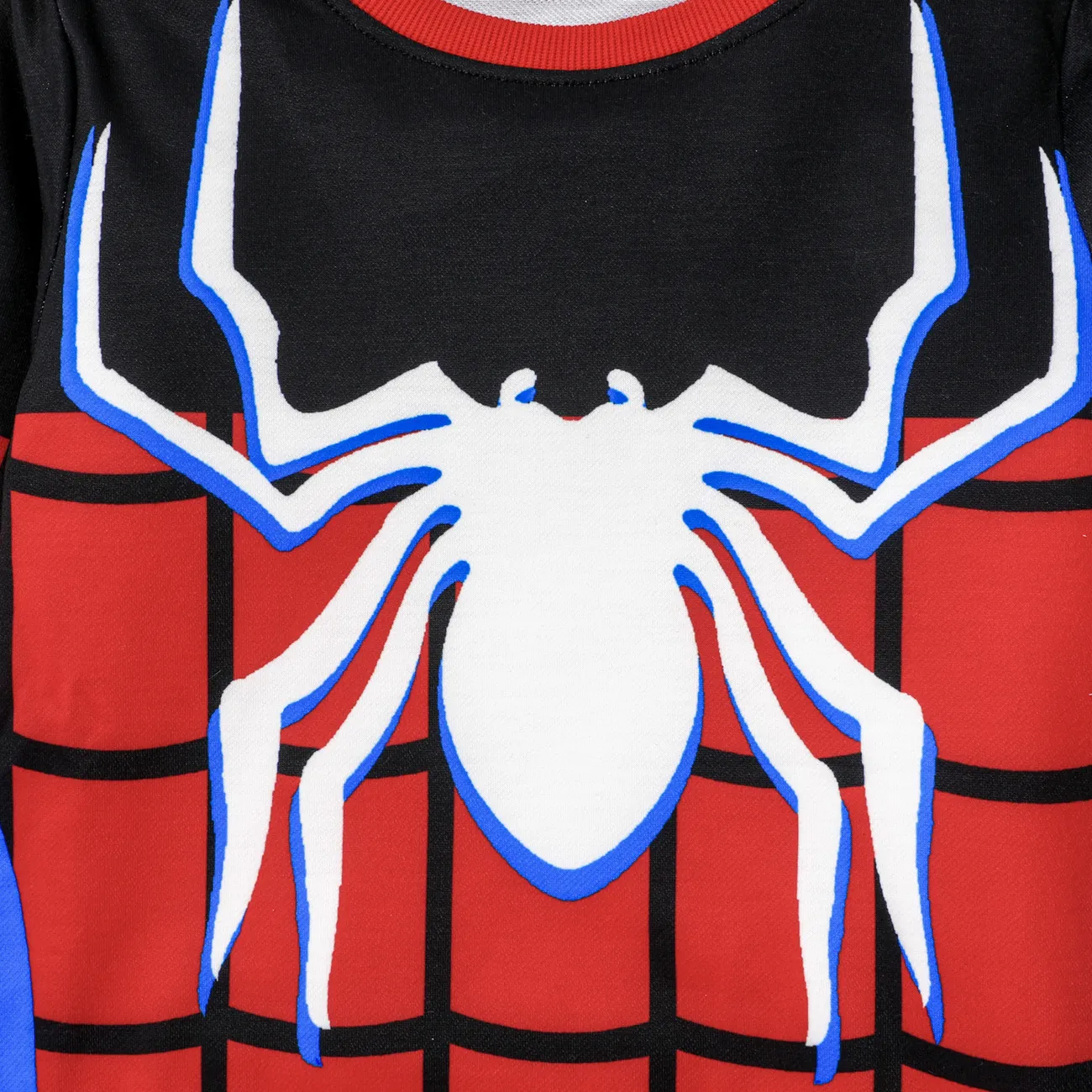 2pcs Kid Boy Spider Print Colorblock Sweatshirt and Black Pants Set Black big image 1