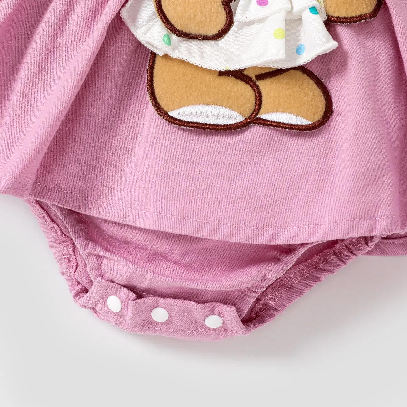 2 unidades Bebé Menina Hipertátil/3D Urso Bonito Manga comprida Macacão curto Rosa big image 1