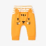 Baby Boy/Girl Striped Splicing 3D Ears Animal Print Pants Yellow
