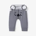 Baby Boy/Girl Striped Splicing 3D Ears Animal Print Pants Grey