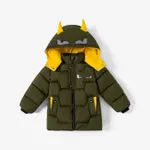 Toddler Boy Hyper-Tactile 3D Animal Pattern Thick Cotton Coat Army green