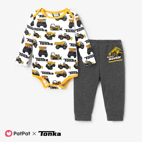 Tonka Baby Boy 2pcs Vehicle Print Long-sleeve Jumpsuit and Pants Sets