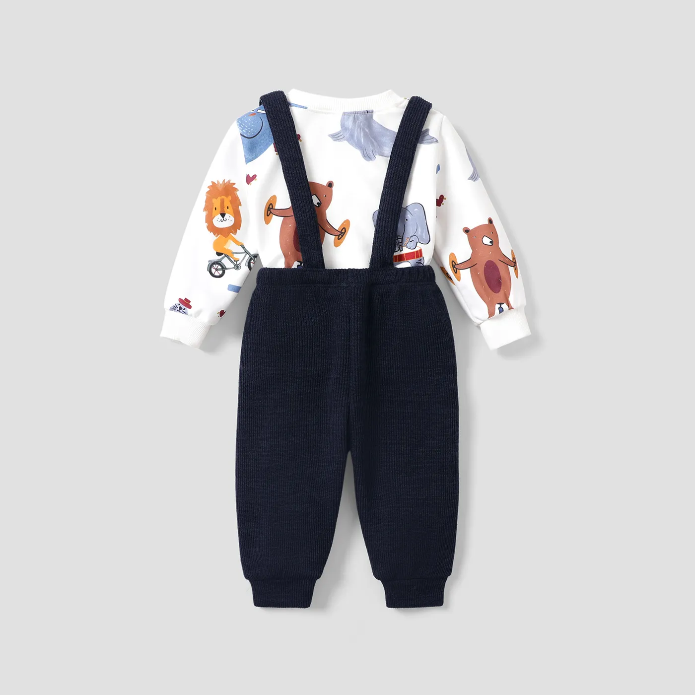2pcs Baby Boy Childlike Animal Pattern Set with Hanging Strap  image 3