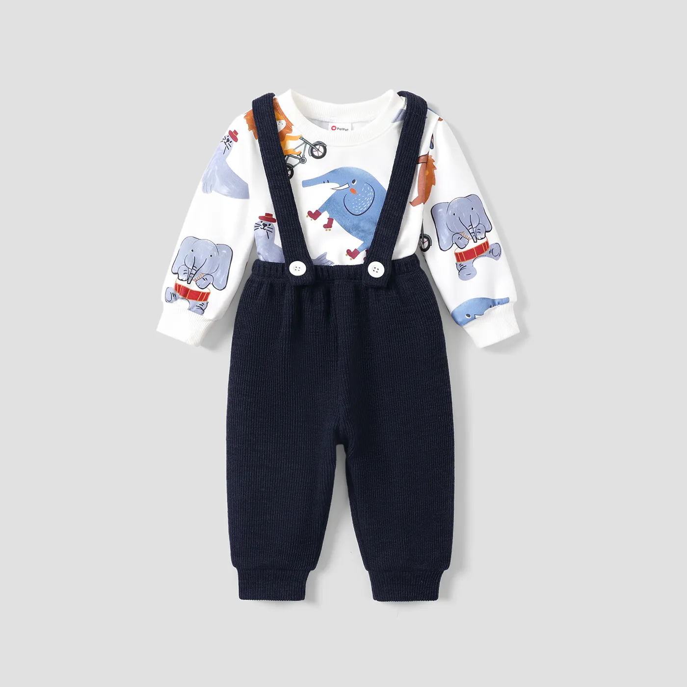 2pcs Baby Boy Childlike Animal Pattern Set with Hanging Strap  image 2
