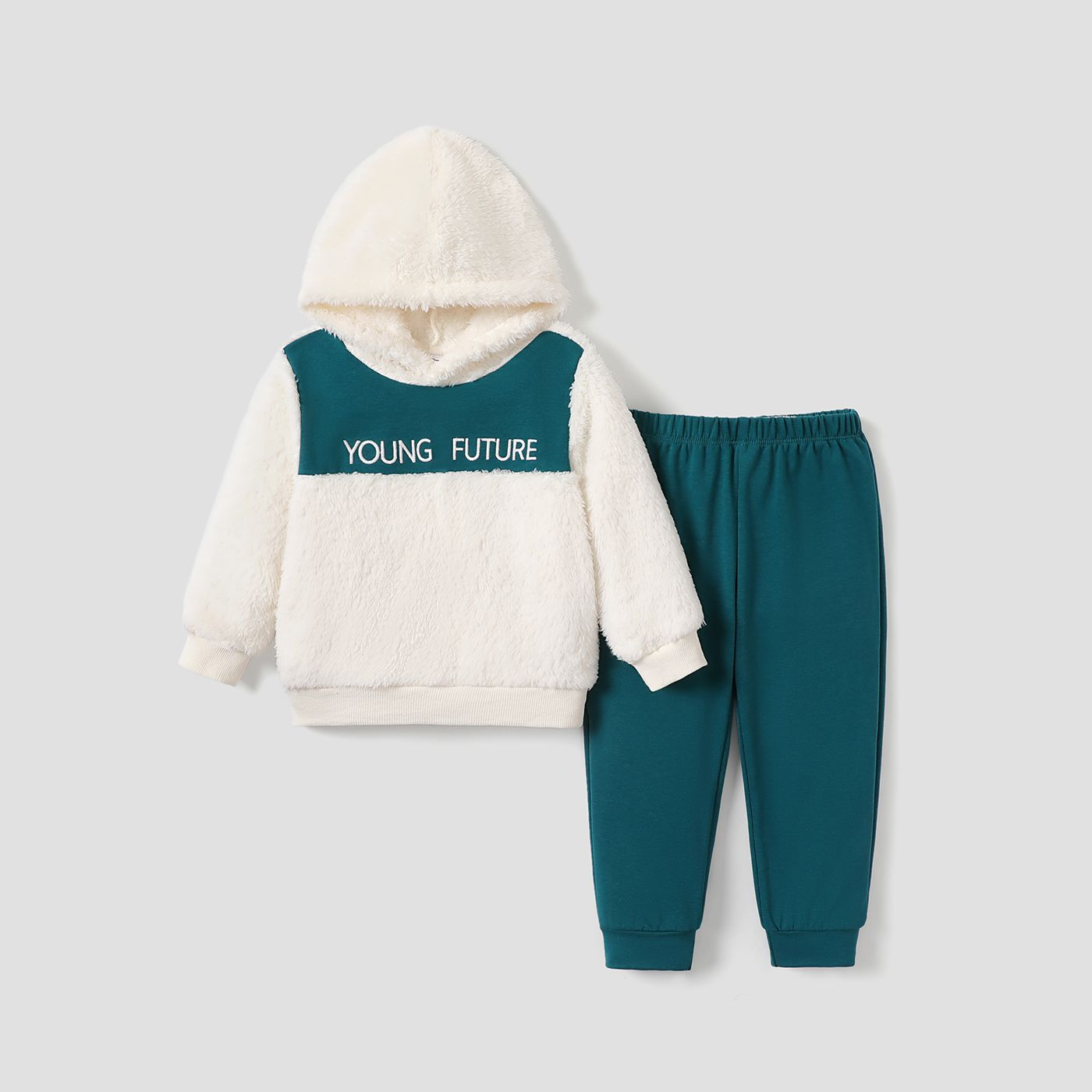 

2pcs Toddler Boy Avant-garde Letter Hooded Set
