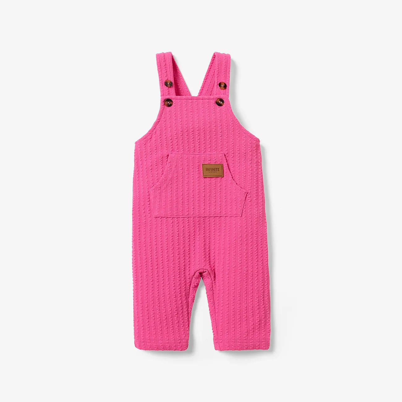 Baby Girl/Boy Stylish Solid Color Overalls Hot Pink big image 1