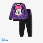 Disney Mickey and Friends 2pcs Kid Girl Character Print Long-sleeve Top and Pants Sets Purple
