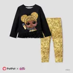 L.O.L. SURPRISE! 2pcs Toddler Girl Character Print Tee and Polka Dots Leggings Set Black