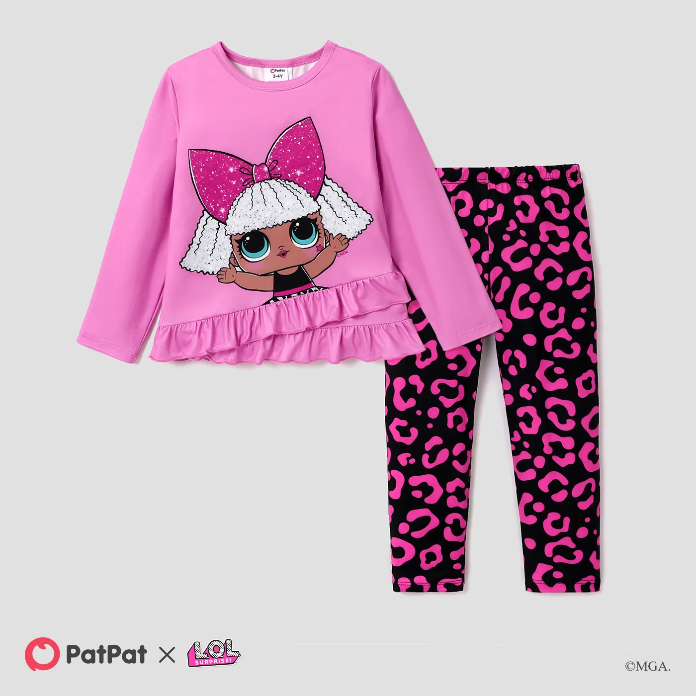 L.O.L. SURPRISE! 2pcs Toddler Girl Character Print Tee and Polka Dots Leggings Set
