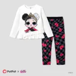 L.O.L. SURPRISE! 2pcs Toddler Girl Character Print Tee and Polka Dots Leggings Set White