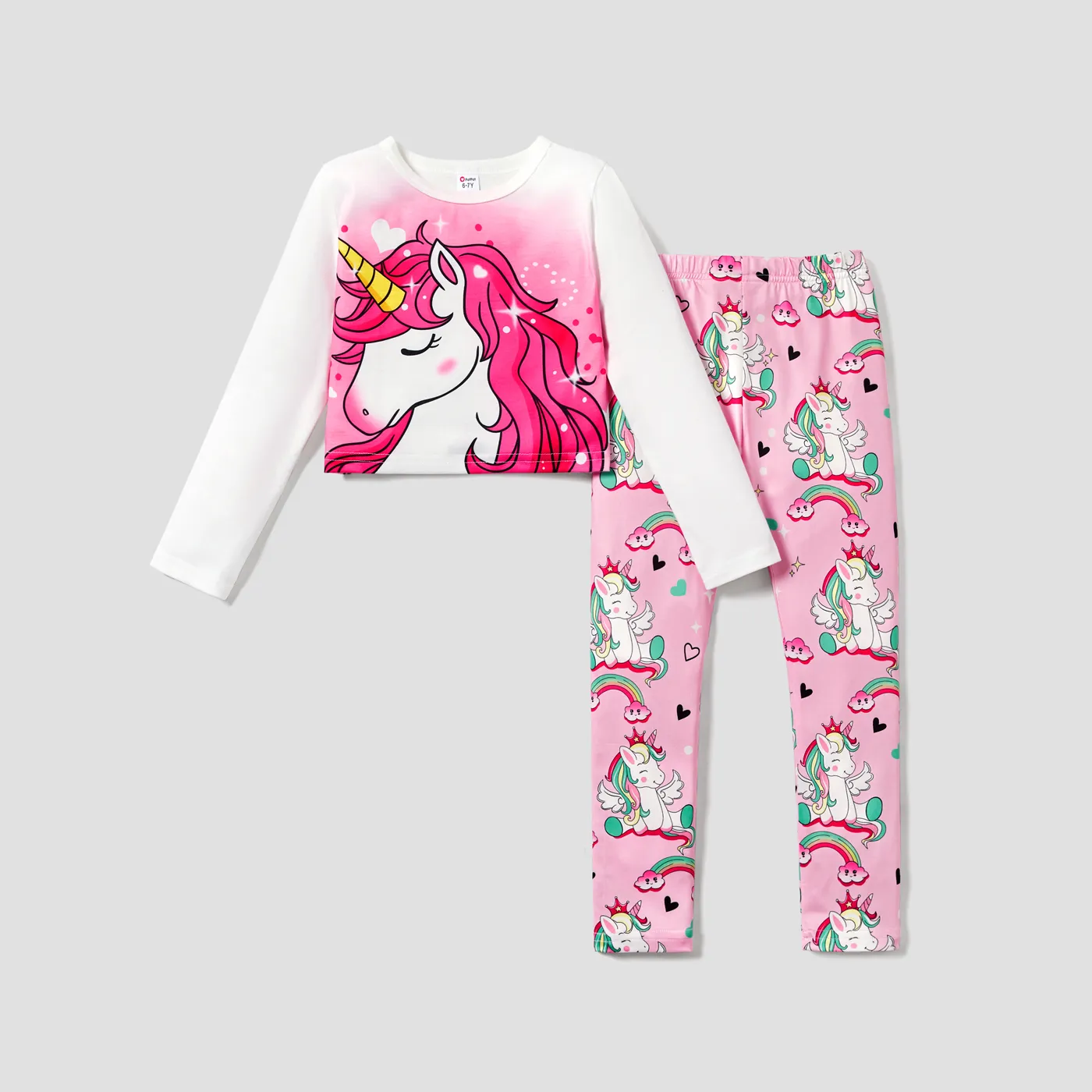 2pcs Kid Girl Unicorn Pattern Set  big image 1