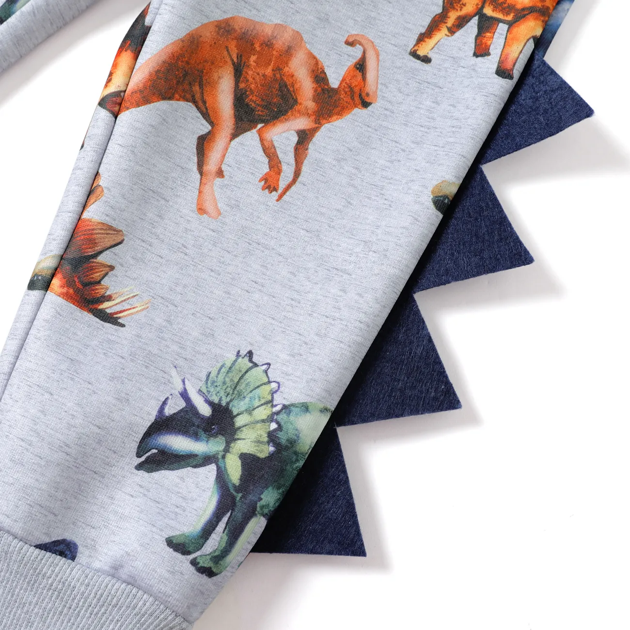 2-piece Toddler Boy Animal Dinosaur Print Pullover Sweatshirt and Pants Casual Set Light Grey big image 1