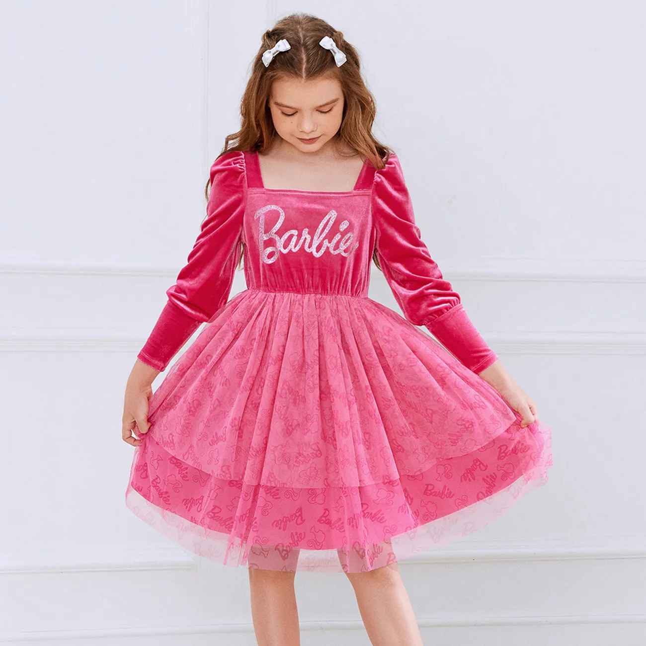 Barbie Pascua Chicos Chica A capas Letras Vestidos rosado big image 1