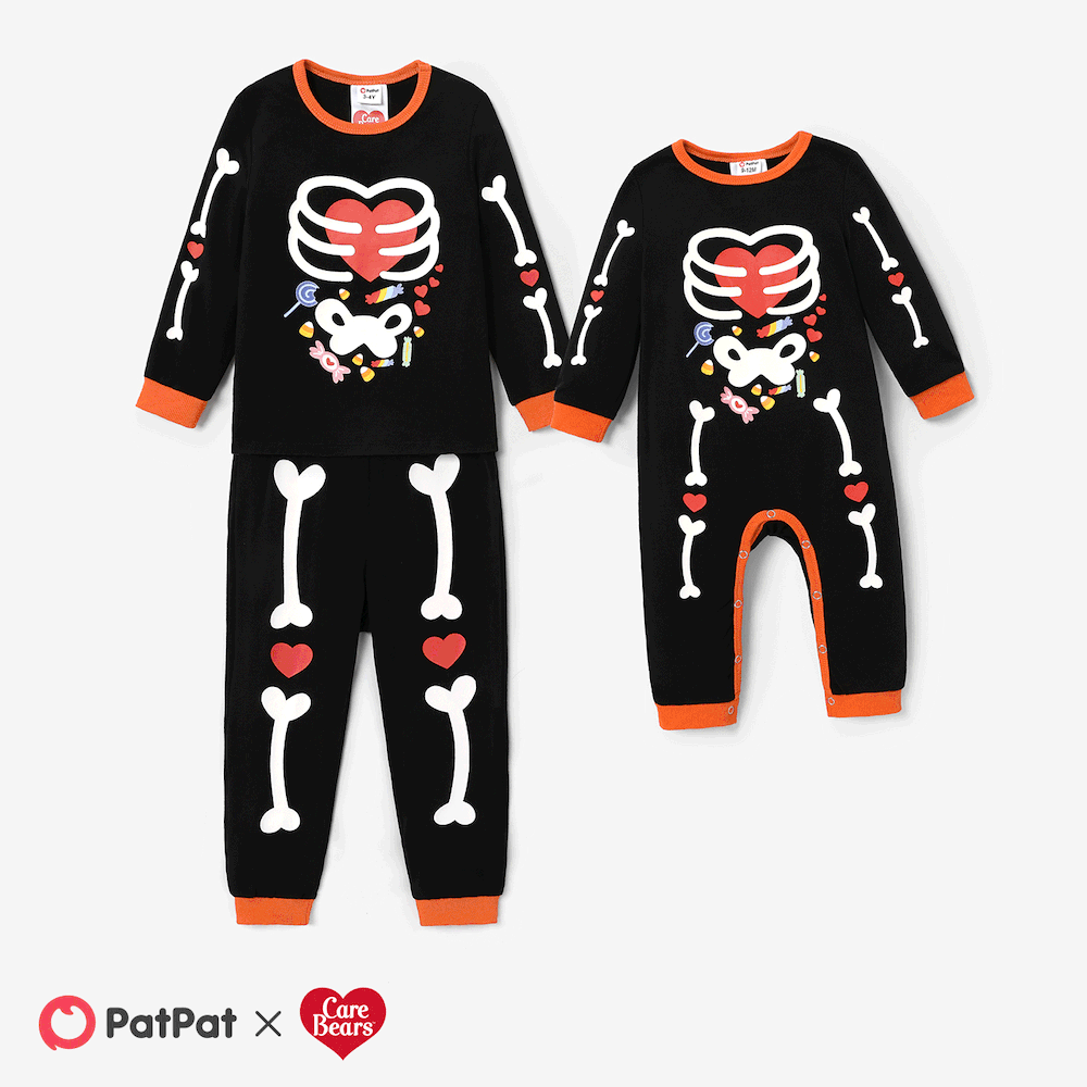 Care Bears Siblings Halloween Glow In The Dark Character Print Long-sleeve Set big image 2
