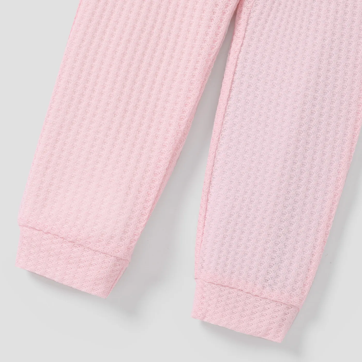 2-piece Toddler Girl Ruffled Textured Long-sleeve Top and Solid Color Pants Set Pink image 4