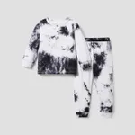 2 Stück Kleinkinder Unisex Henley-Kragen Lässig Sweatshirt-Sets schwarz