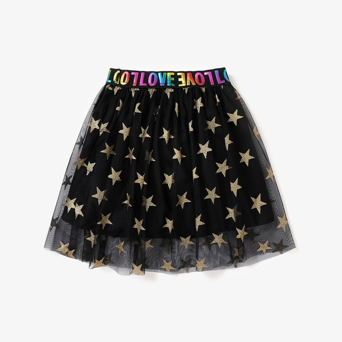 

Kid Girl Character Bandage Top and Stars/Moon/Clouds Pattern Multi-layered Skirt /