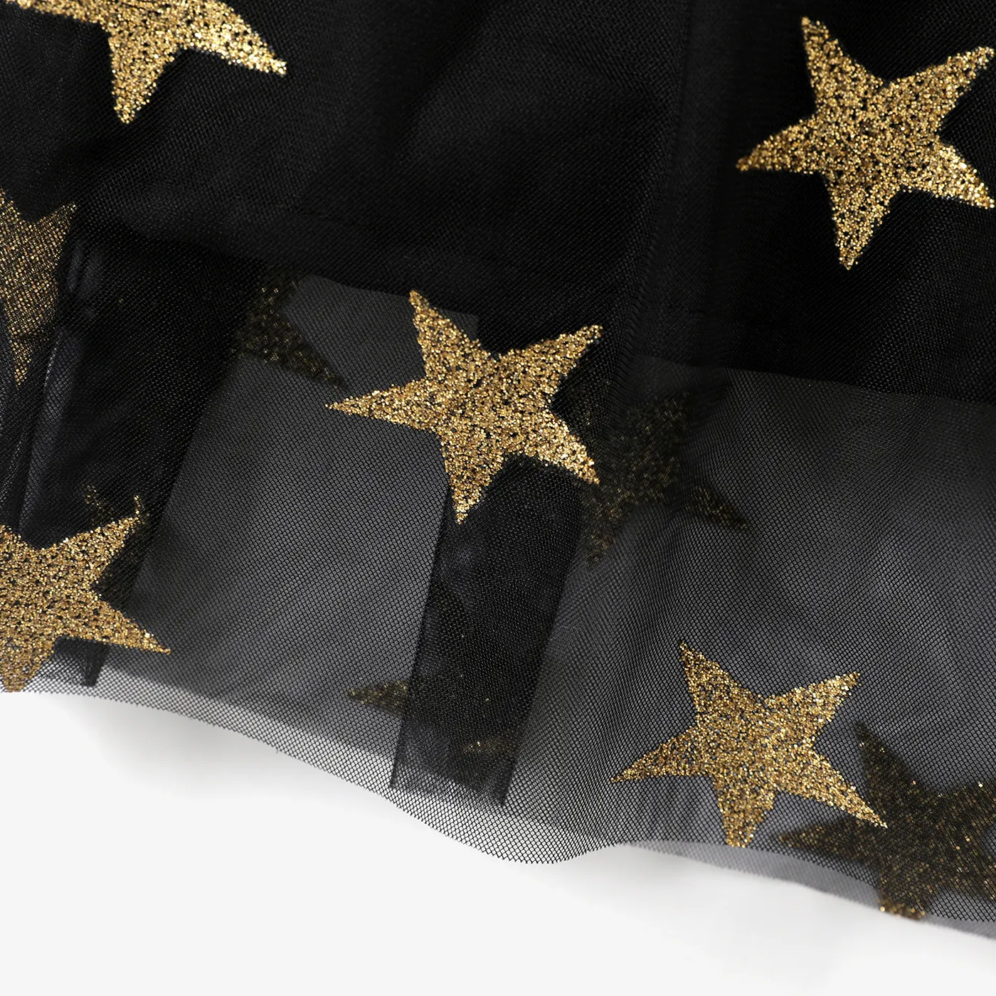Kid Girl Character Bandage Top and Stars/Moon/Clouds Pattern Multi-layered Skirt /  black gold image 3