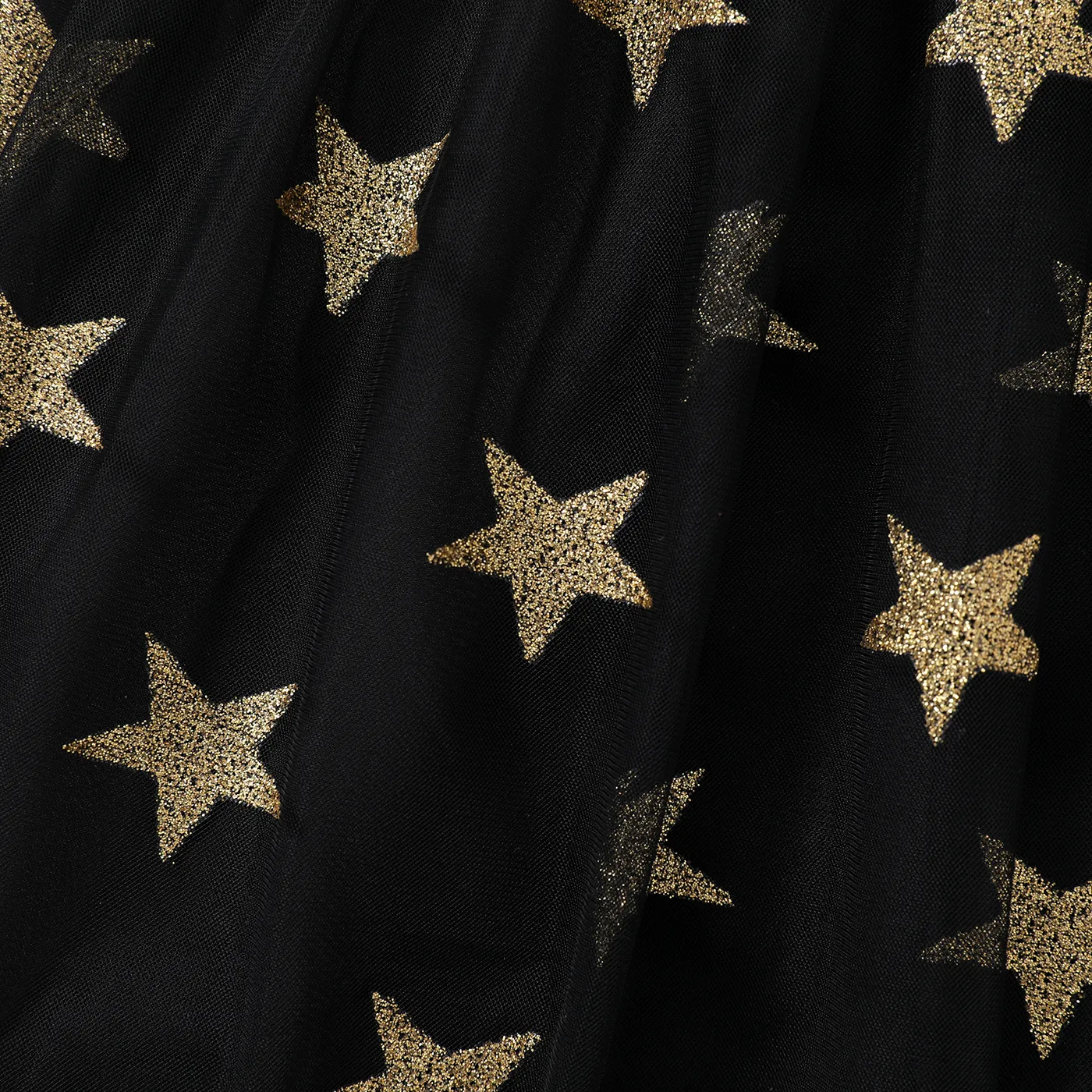 Kid Girl Character Bandage Top and Stars/Moon/Clouds Pattern Multi-layered Skirt /  black gold image 5