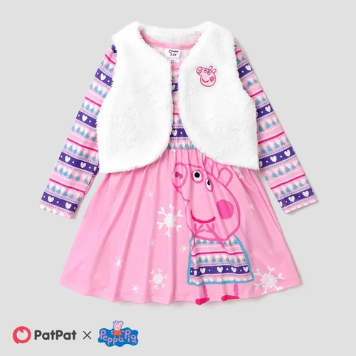 Peppa Pig Toddler Girl Snowflake Pattern Plush Vest or Dress