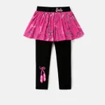 Barbie Toddler Girl Bow Print Ruffle Overlay 2 In 1 Leggings  image 6