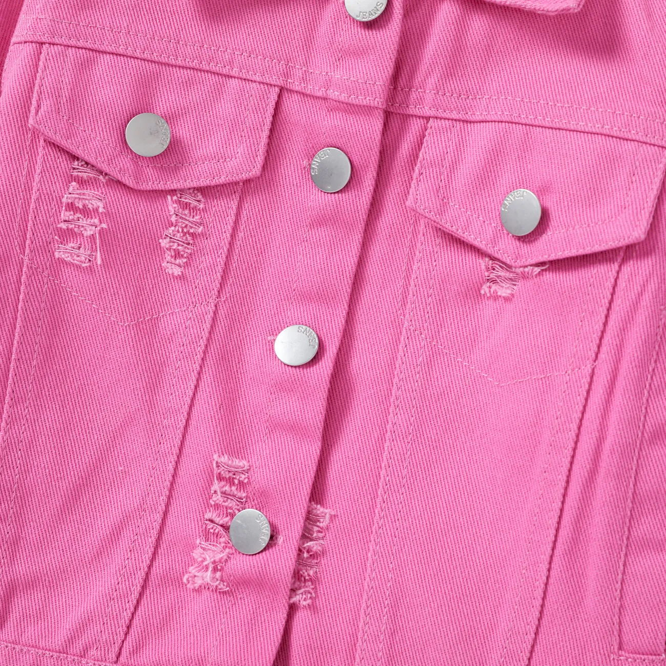 Toddler Girl Basic Solid color Denim 100% cotton Coat/Jacket Hot Pink big image 1