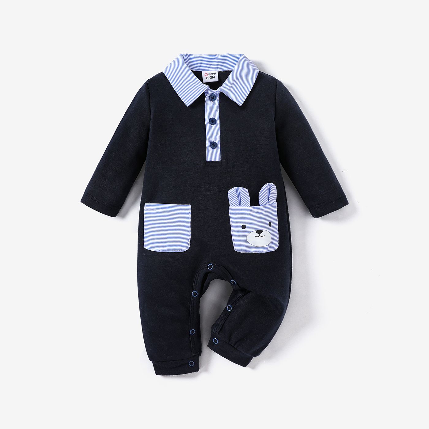 Baby Boy Stylish Solid Color Long Sleeve Jumpsuit