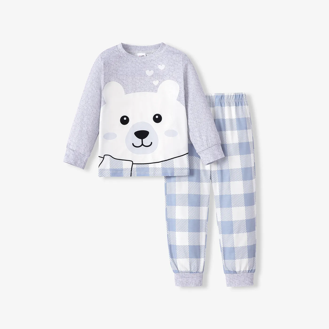 2pcs Toddler/Kid Girl/Boy Casual Bear Pattern Pajama Set