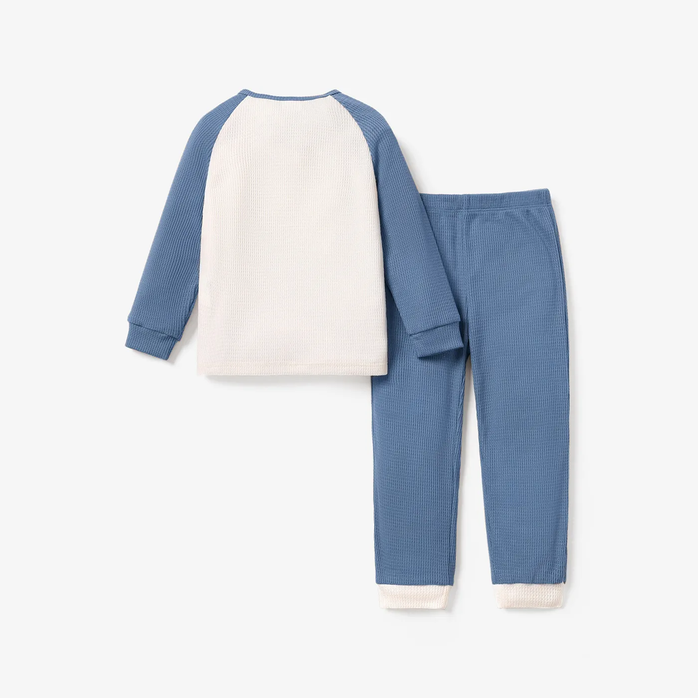 2pcs Toddler Boy Casual Solid Color-blocking Set Blue image 2