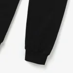 2pcs Kid Boy Letter Print Colorblock Hoodie Sweatshirt and Black Pants Set  image 4